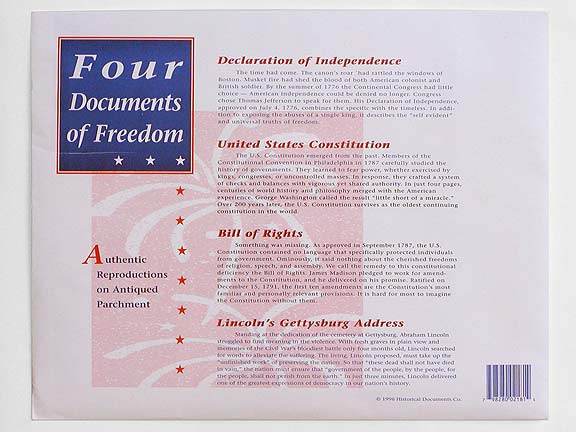 Document Replicas Set Of Four Historic U.S 