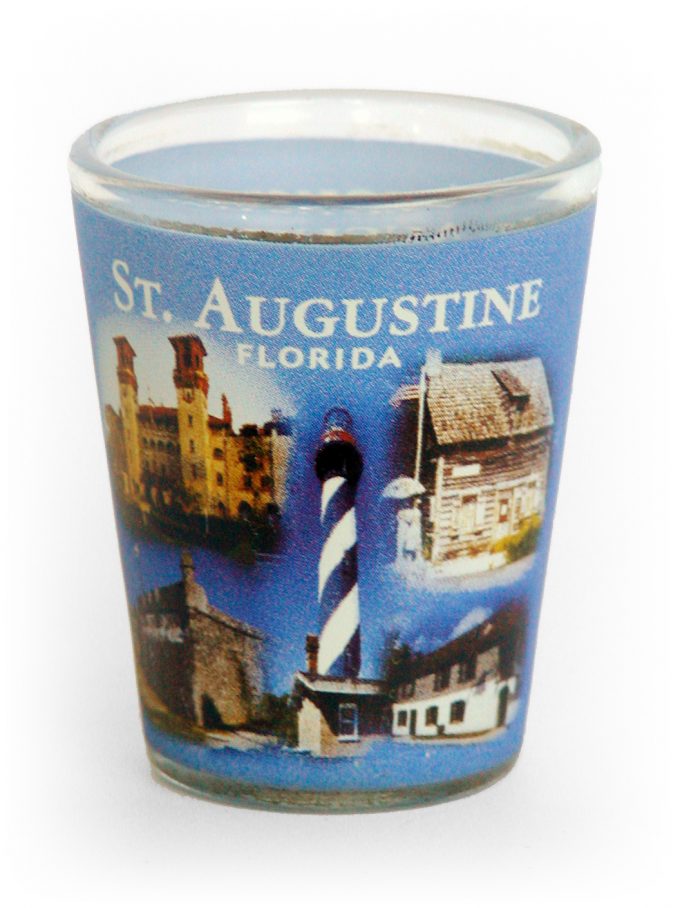 Five Scene Blue Wrap Shot Glass