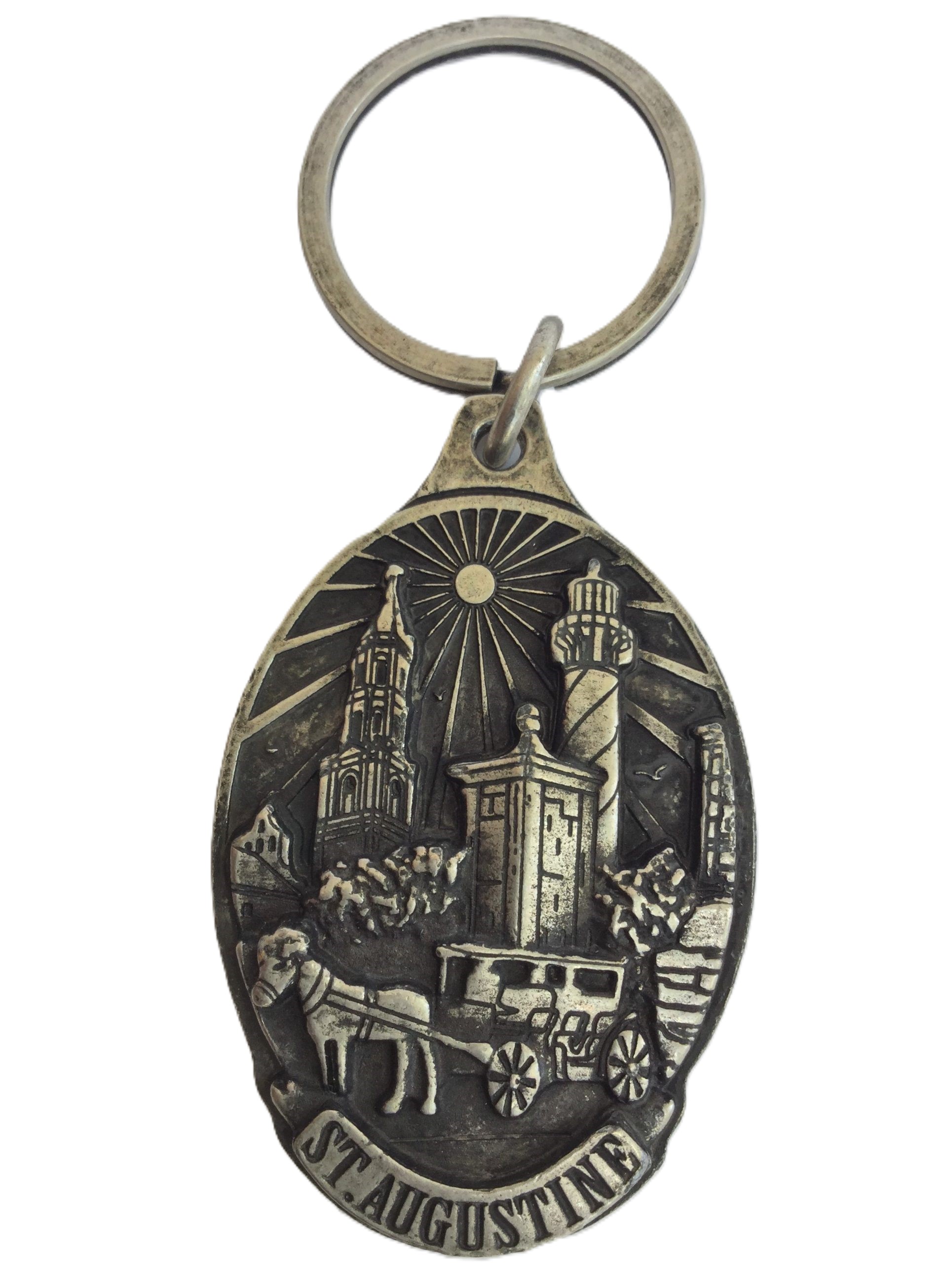 Key Ring - Metal City Scenes Silver Toned