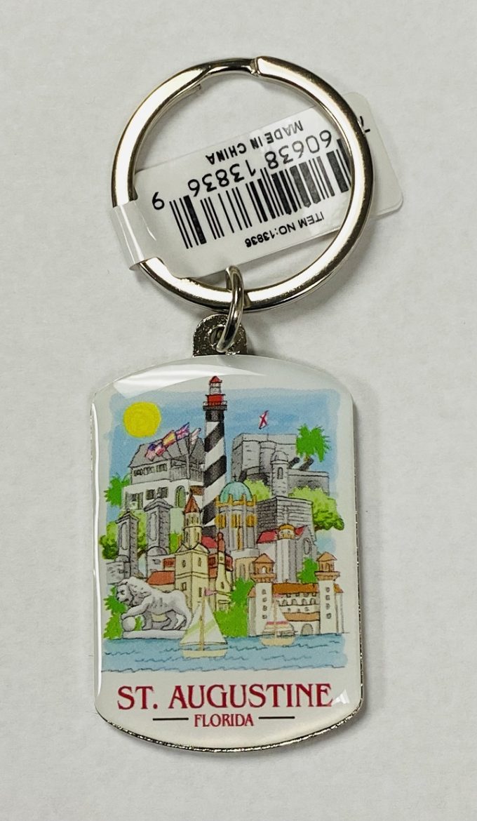 St. Augustine Watercolor Skyline Key Ring