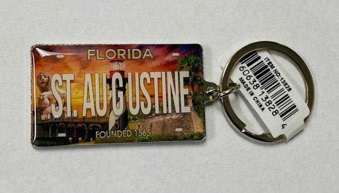 St. Augustine License Plate Key Ring