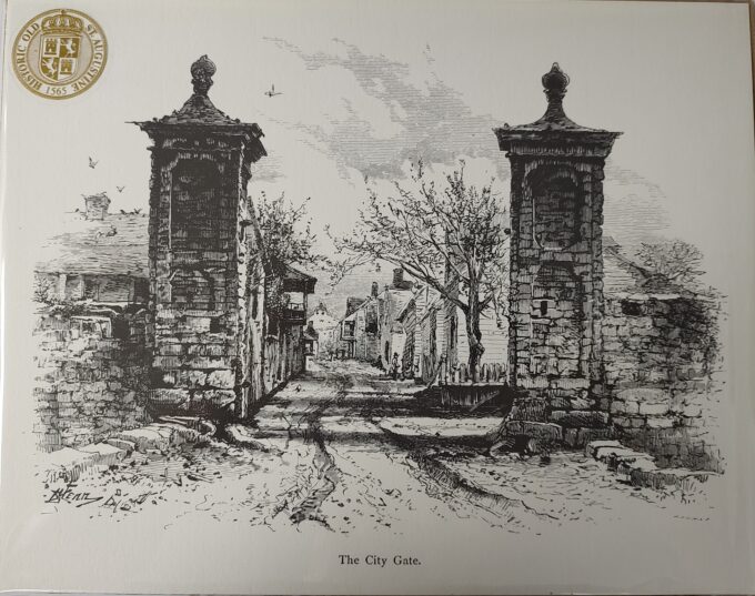 St. Augustine City Gates Woodcut Print