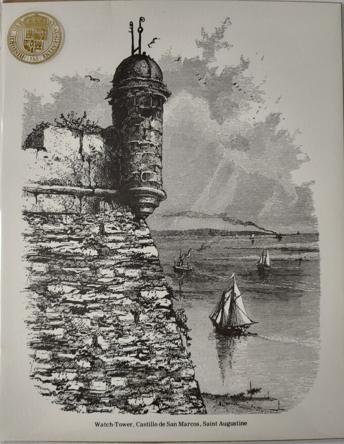Castillo de San Marcos Watchtower Woodcut Print